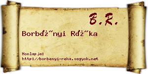 Borbényi Réka névjegykártya